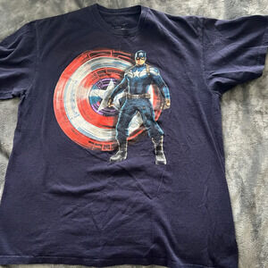 Captain America Large Tee T-Shirt Blue Short-sleeve Marvel Brand
